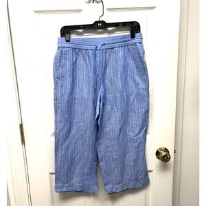 Talbots Blue Pull On Pants, NWOT, Linen Cotton, Beach, Cropped, Women's Size SP